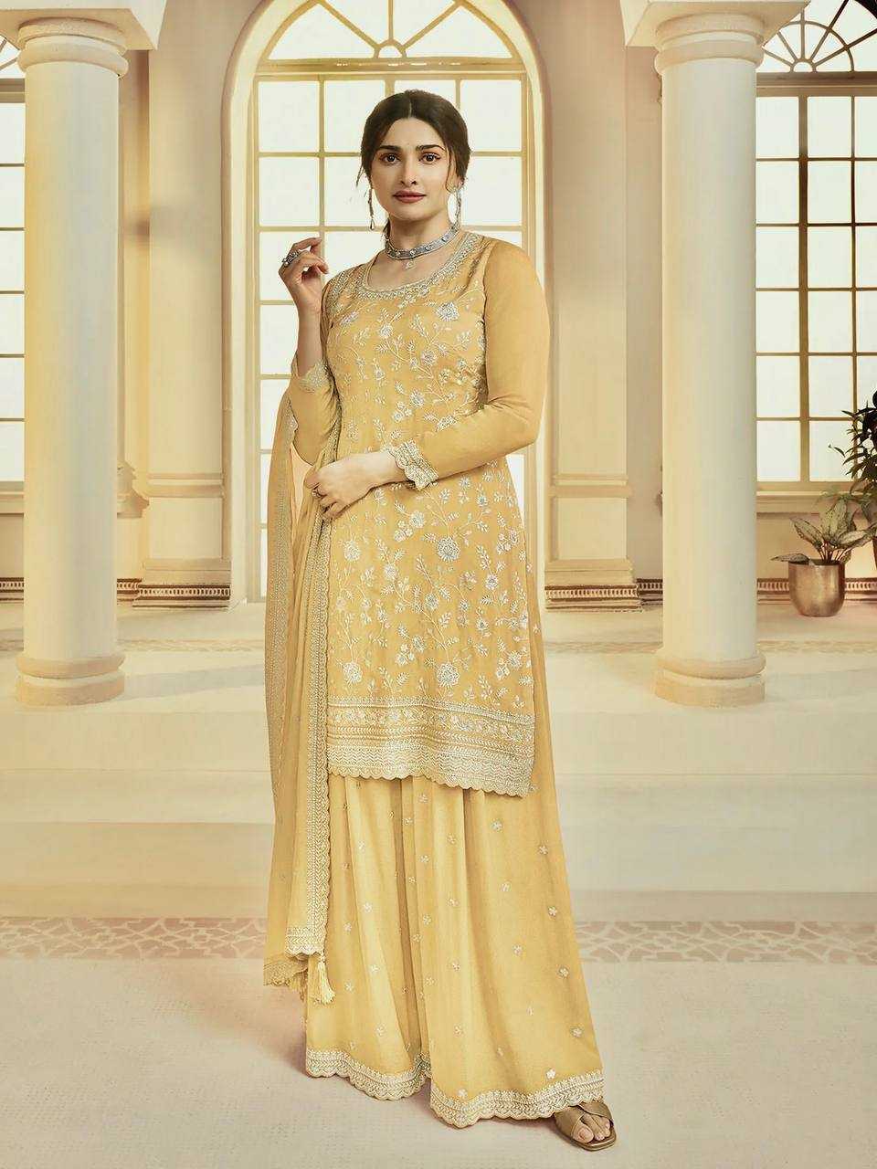 YNF CHINON SILK KESH157 1667 SUITS & DRESSES WHOLESALE EMBROIDERY PALAZZO LADIES SILK WEDDING SUITS MANUFACTURER- Kapda Export