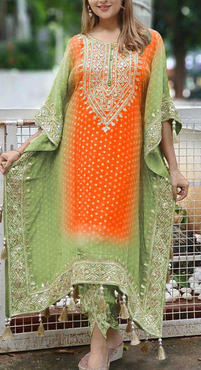 YNF CHINON SILK KESH157 1669 SUITS & DRESSES WHOLESALE EMBROPIDERY PEINTED SILK KAFTAN DRESS DHOTI SALWAR SUITS MANUFACTURE- Kapda Export