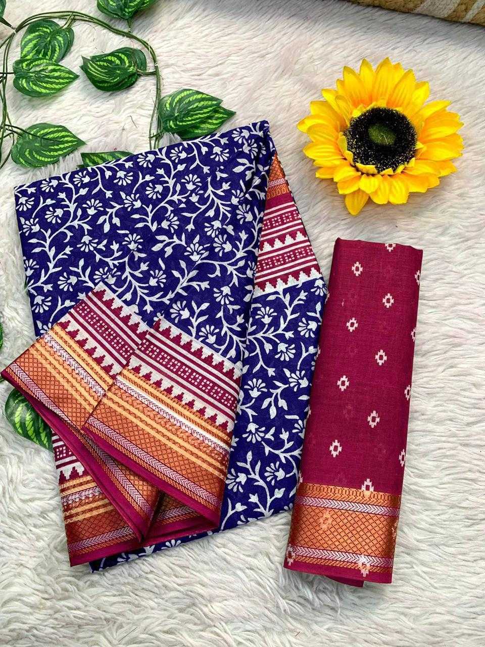 YNF COTTON KESH244 AJRAKH2 SAREES WHOLESALE PRINTED COTTON LINEN AJRAKH OFFICE WESR SAREES MANUFACTURER- Kapda Export