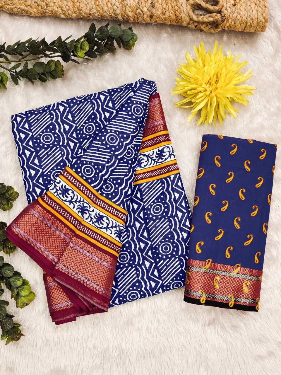 YNF COTTON KESH244 AJRAKH3 SAREES WHOLESALE PRINTED COTTON AJRAKH OFFICE WEAR SAREES MANUFACTURER- Kapda Export