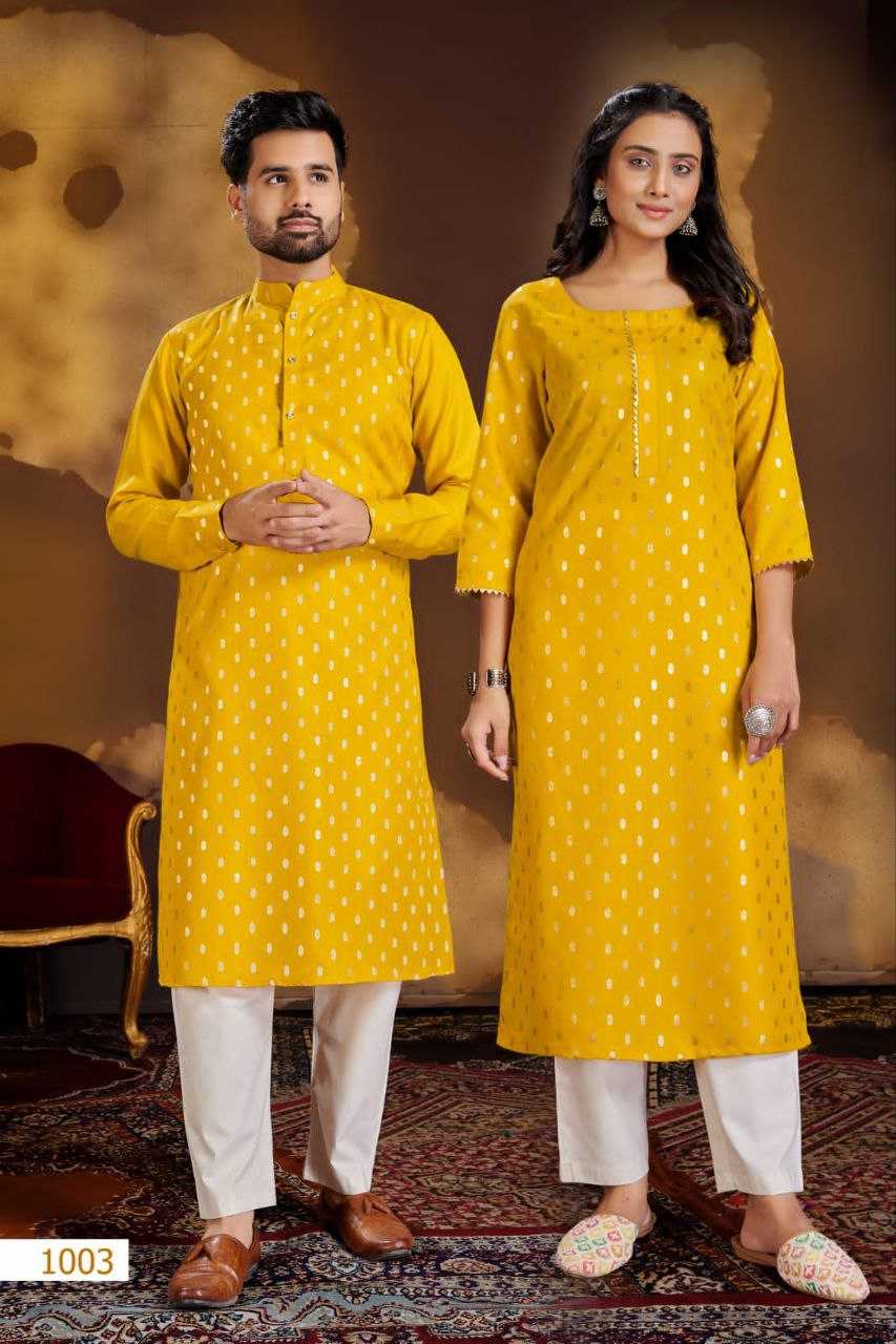 YNF COTTON KESH246 Couple Dream COUPLE WEAR WHOLESALE MENS KURTA PAYJAM & FEMALE KURTIS BOTTOM MANUFACTURER- Kapda Export