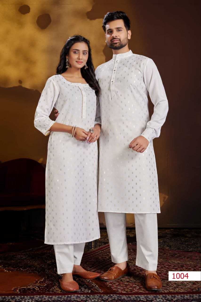 YNF COTTON KESH246 Couple Dream COUPLE WEAR WHOLESALE MENS KURTA PAYJAM & FEMALE KURTIS BOTTOM MANUFACTURER- Kapda Export