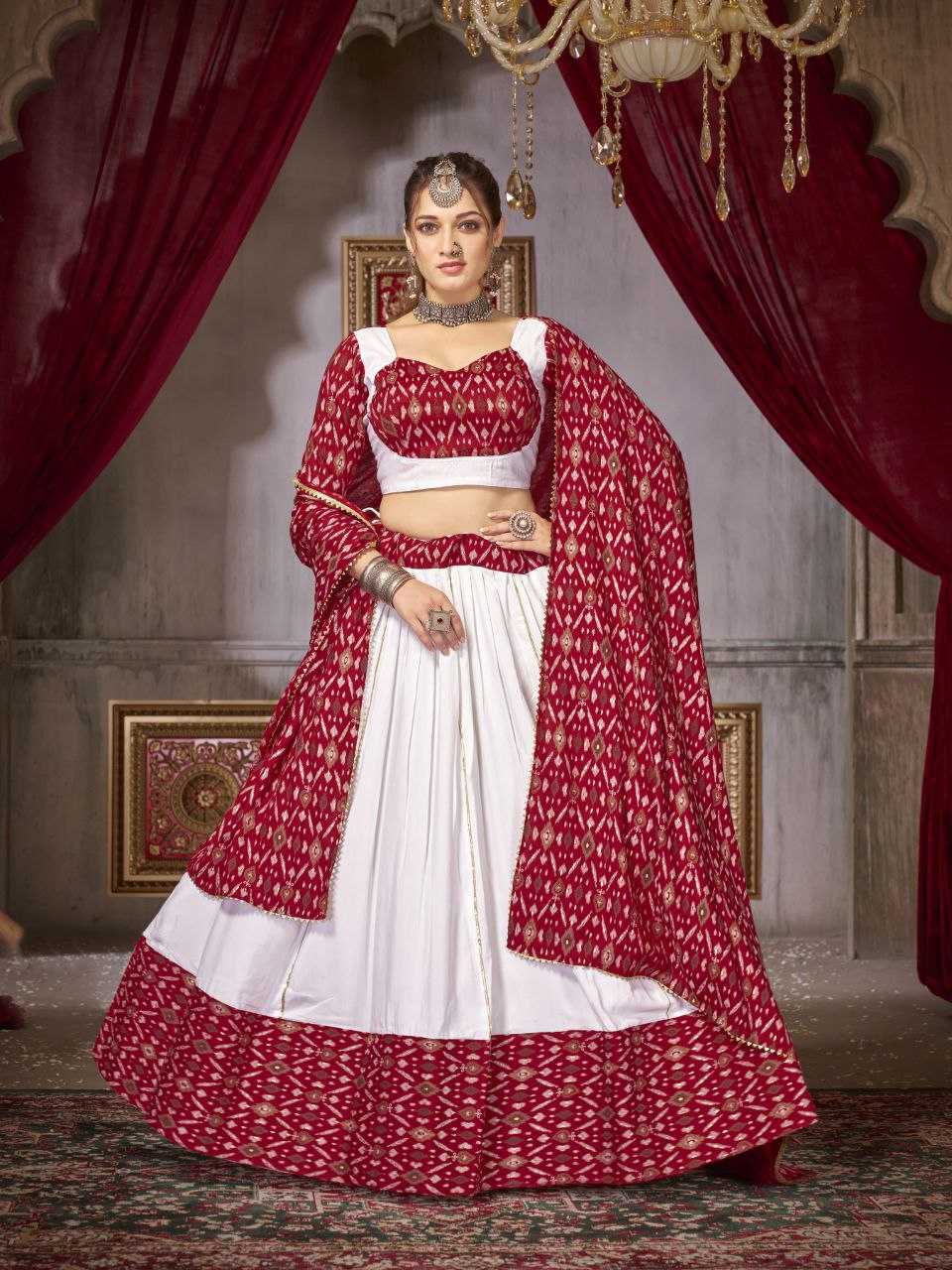 YNF COTTON KESH246 GHOOMAR LEHENGAS WHOLESALE WHITE TRADITIONAL LEHENGA WITH DUPATTA PRINTED LEHENGAS MANUFACTURER- Kapda Export