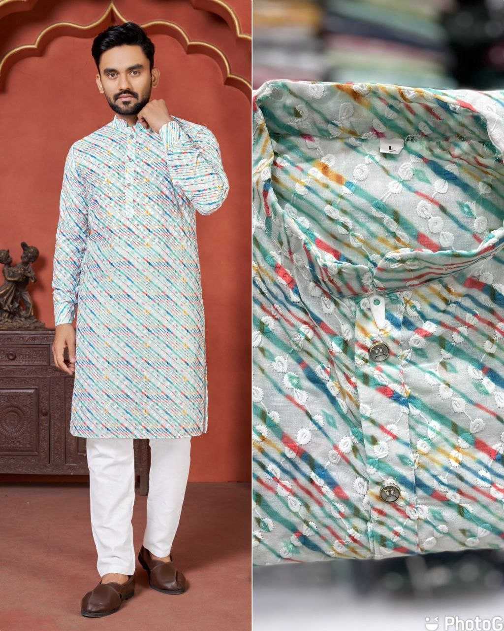 YNF COTTON KESH246 Schiffli 2.0 MENS WEAR WHOLESALE MEN COTTON KURTA MEN CHIKAN KURTA MANUFACTURER- Kapda Export