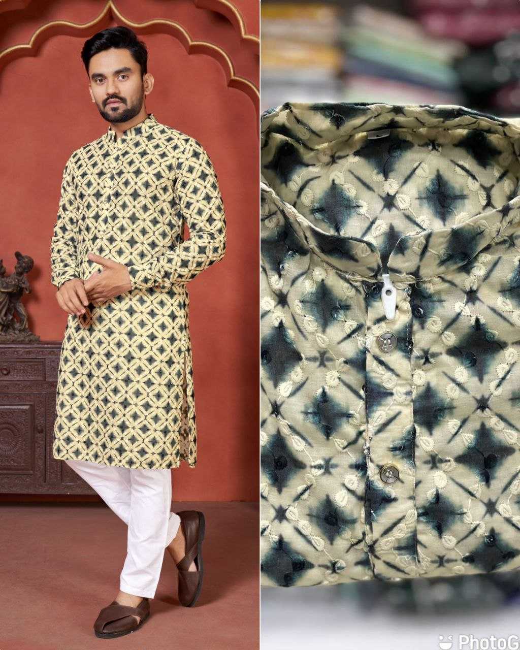 YNF COTTON KESH246 Schiffli 2.0 MENS WEAR WHOLESALE MEN COTTON KURTA MEN CHIKAN KURTA MANUFACTURER- Kapda Export