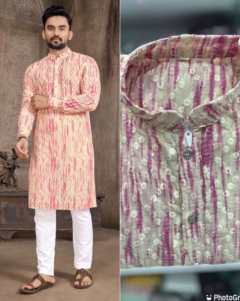 YNF COTTON KESH246 Schiffli 2.0 MENS WEAR WHOLESALE MEN COTTON KURTA MEN CHIKAN KURTA MANUFACTURER- Kapda Export