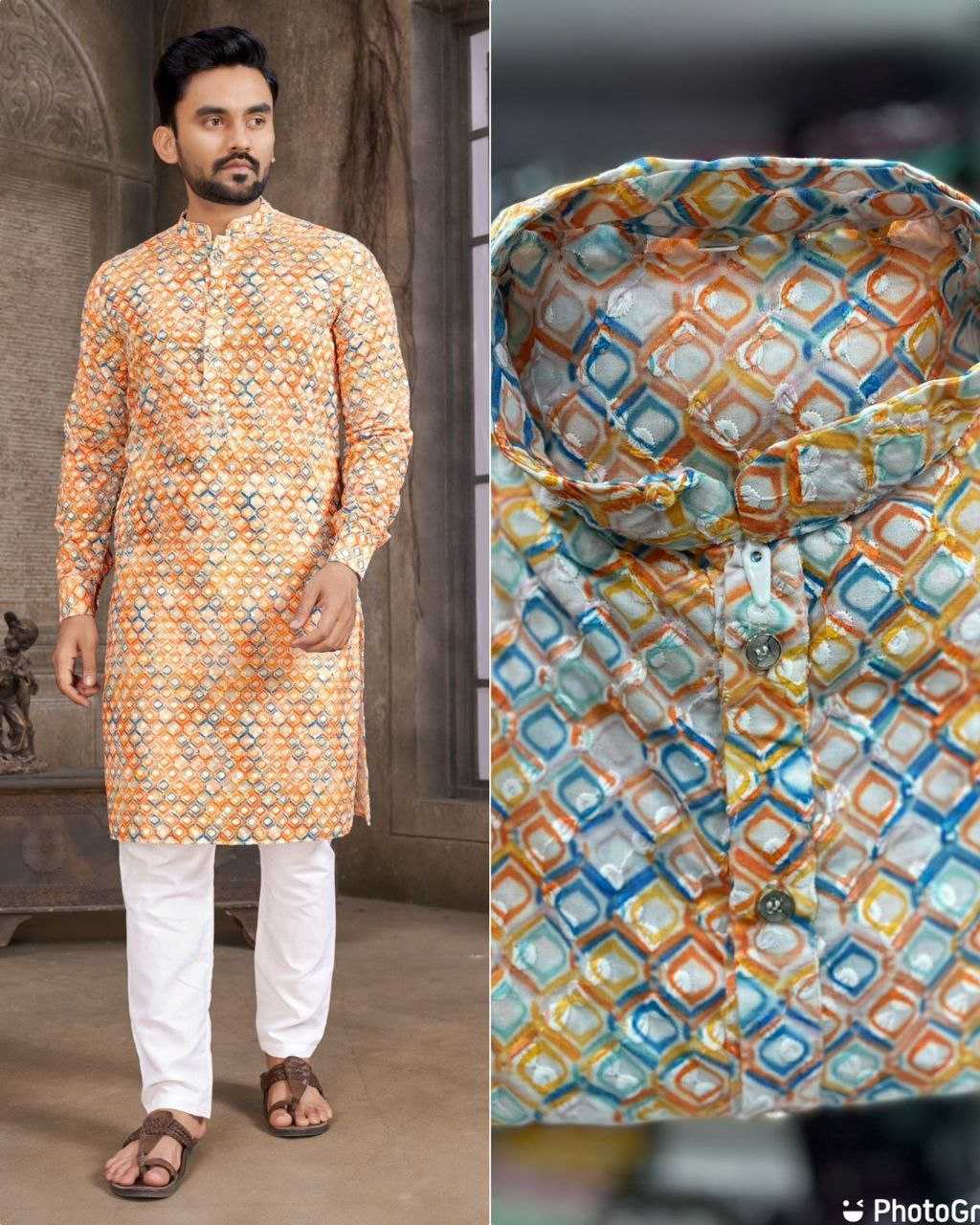 YNF COTTON KESH246 Schiffli 2.0 MENS WEAR WHOLESALE MEN COTTON KURTA MEN CHIKAN KURTA MANUFACTURER- Kapda Export