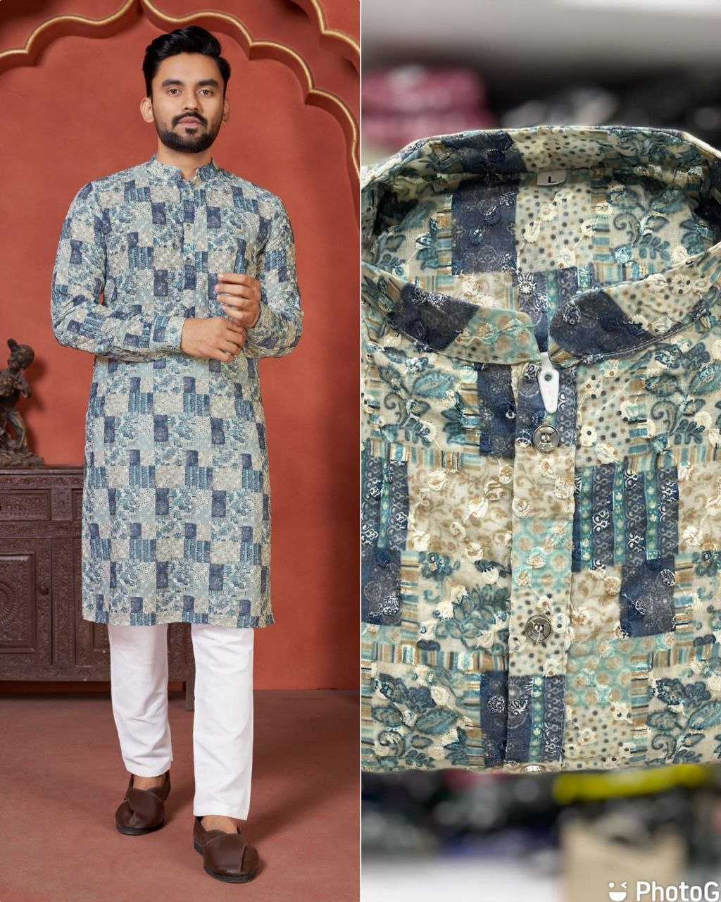 YNF COTTON KESH246 Schiffli 2.0 MENS WEAR WHOLESALE MEN COTTON KURTA MEN CHIKAN KURTA MANUFACTURER- Kapda Export