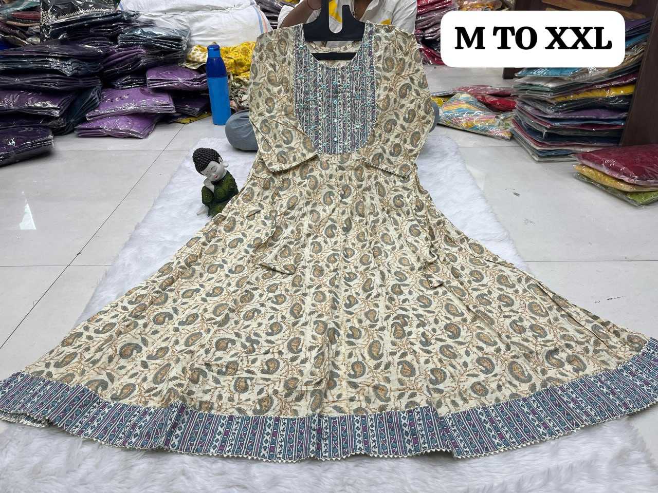 YNF COTTON KESH258 VDA40GOWNS WHOLESALE FANCY LONG PRINTED GOWNS MANUFACTURER- Kapda Export