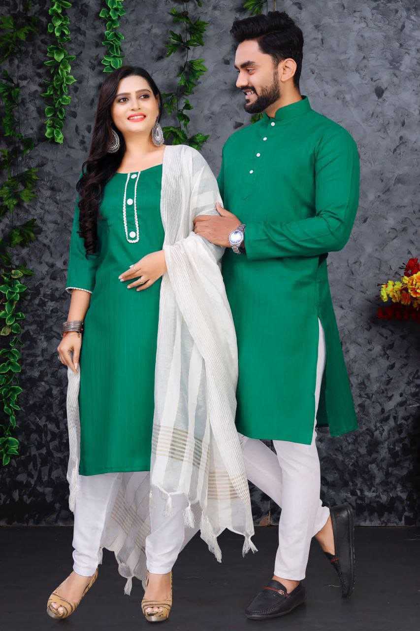 YNF COTTON RIN173 SNX01 COUPLE WEAR WHOLESALE MENS KURTA PAYJAM & FEMALE KURTIS BOTTOM MANUFACTURER- Kapda Export