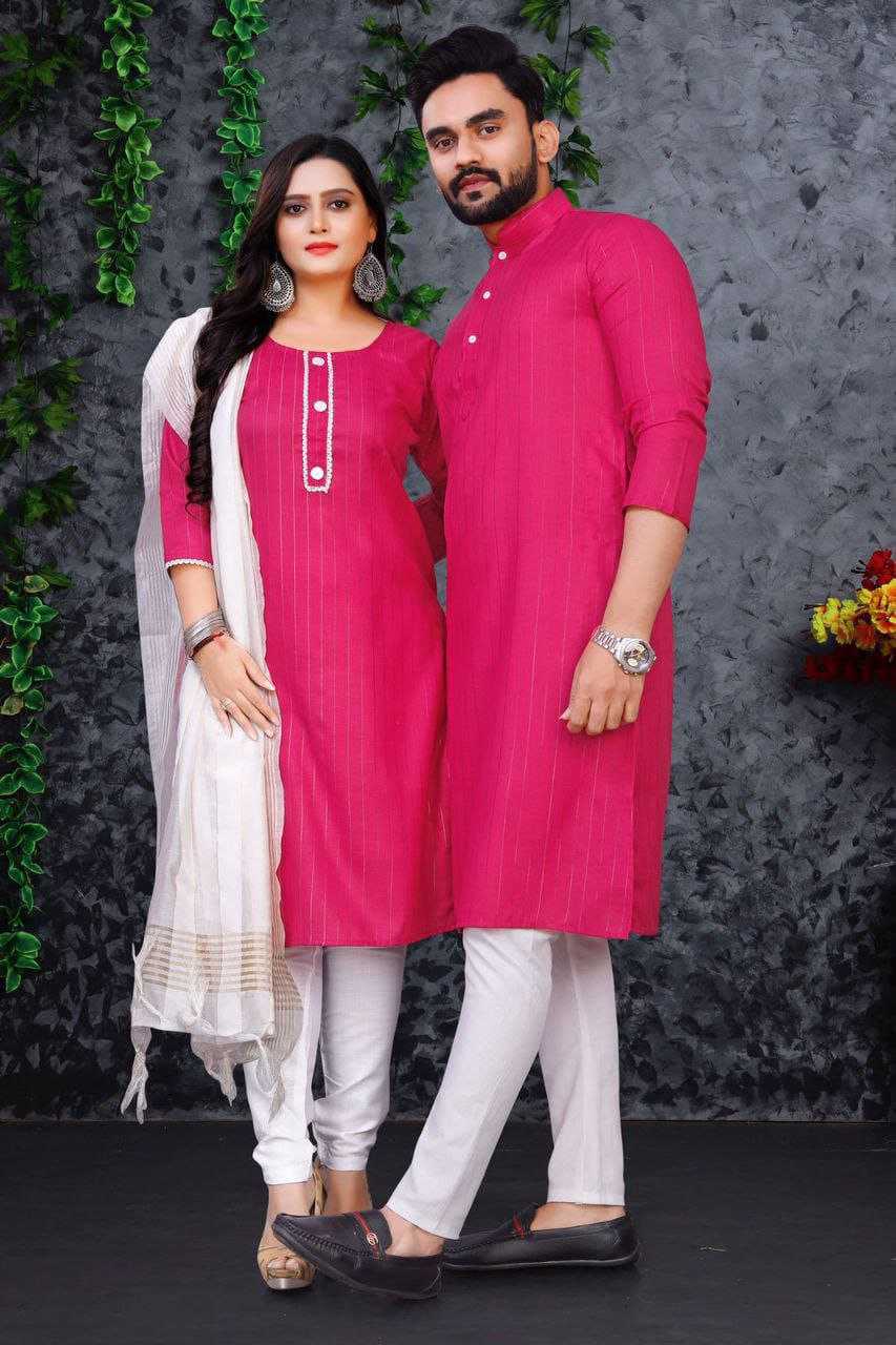 YNF COTTON RIN173 SNX01 COUPLE WEAR WHOLESALE MENS KURTA PAYJAM & FEMALE KURTIS BOTTOM MANUFACTURER- Kapda Export