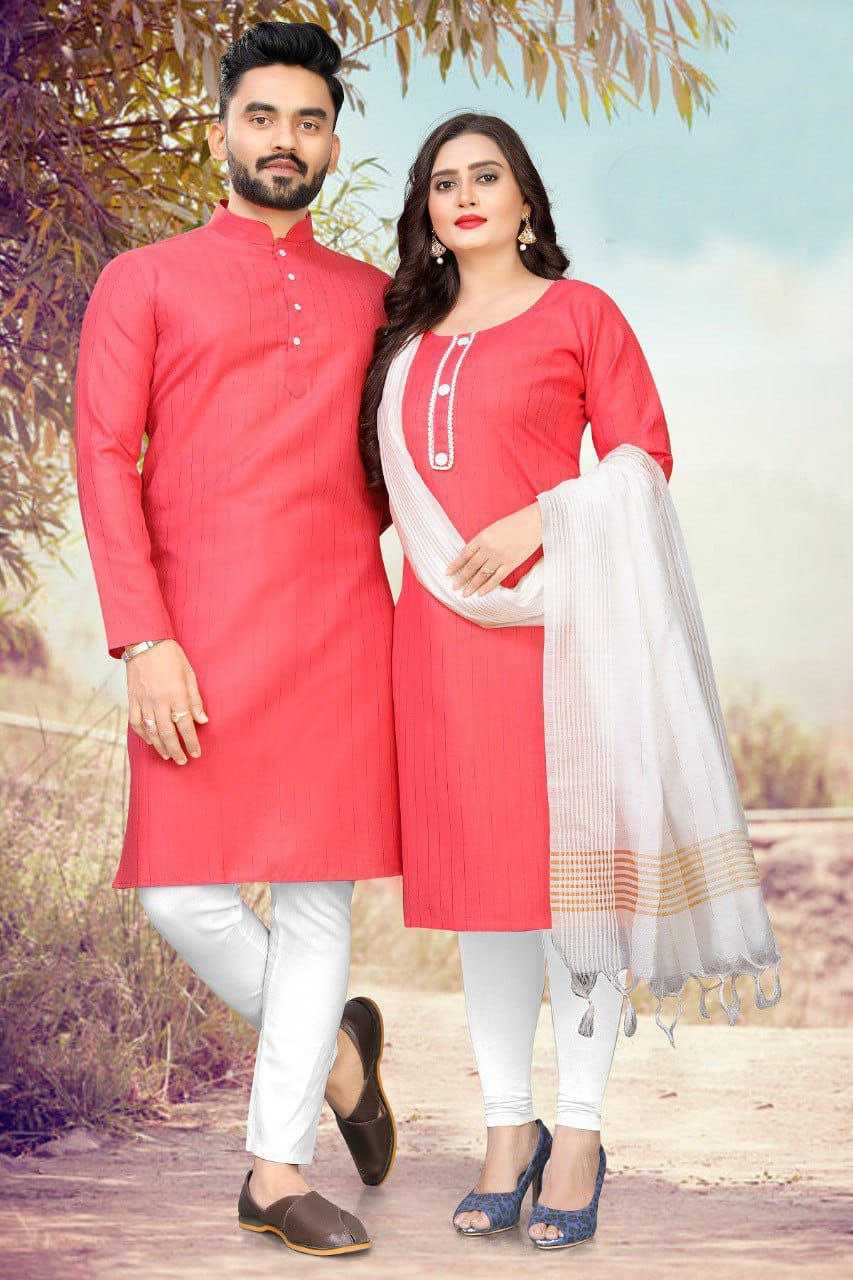 YNF COTTON RIN173 SNX01 COUPLE WEAR WHOLESALE MENS KURTA PAYJAM & FEMALE KURTIS BOTTOM MANUFACTURER- Kapda Export