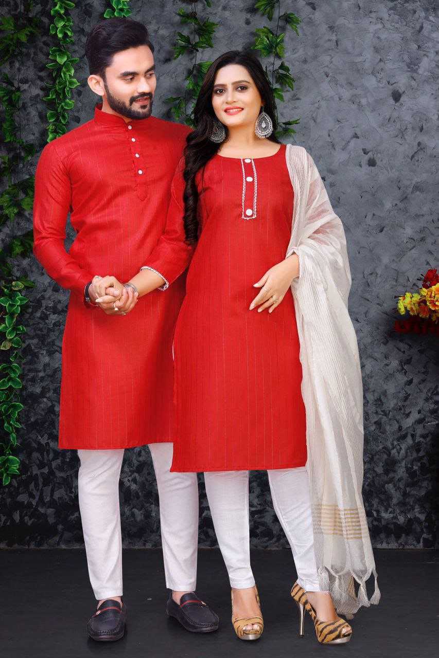 YNF COTTON RIN173 SNX01 COUPLE WEAR WHOLESALE MENS KURTA PAYJAM & FEMALE KURTIS BOTTOM MANUFACTURER- Kapda Export