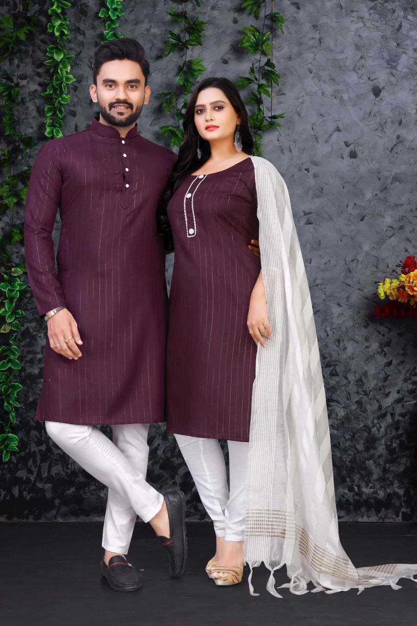 YNF COTTON RIN173 SNX01 COUPLE WEAR WHOLESALE MENS KURTA PAYJAM & FEMALE KURTIS BOTTOM MANUFACTURER- Kapda Export