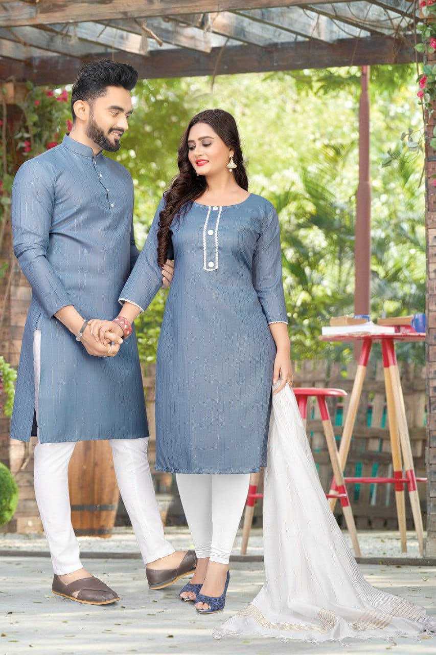 YNF COTTON RIN173 SNX01 COUPLE WEAR WHOLESALE MENS KURTA PAYJAM & FEMALE KURTIS BOTTOM MANUFACTURER- Kapda Export