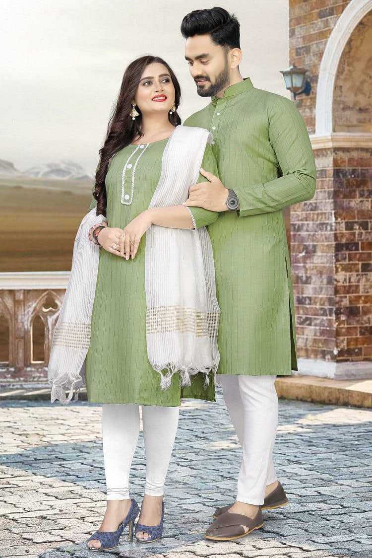 YNF COTTON RIN173 SNX01 COUPLE WEAR WHOLESALE MENS KURTA PAYJAM & FEMALE KURTIS BOTTOM MANUFACTURER- Kapda Export