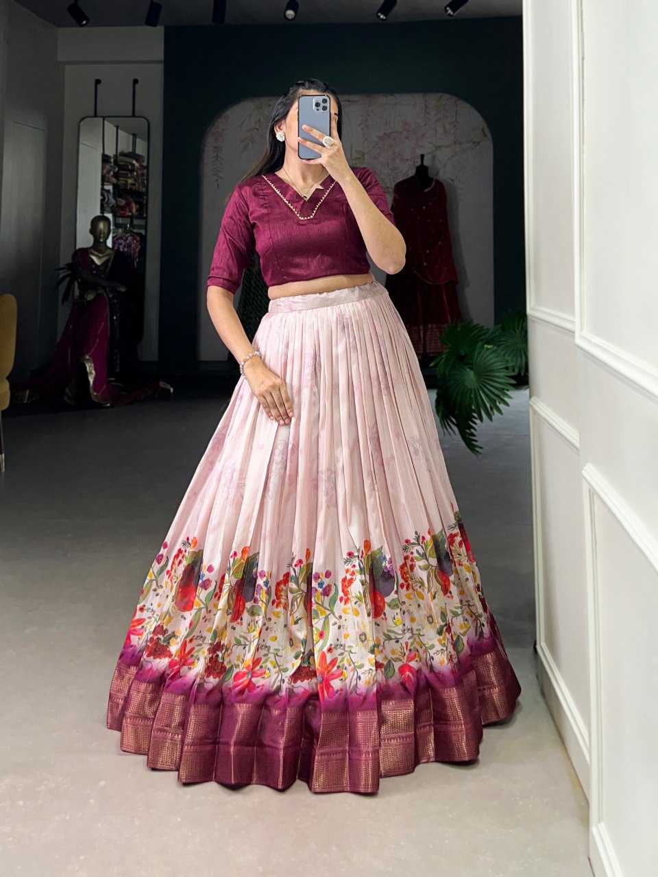 YNF COTTON SILK KESH136 1128 LEHENGAS WHOLESALE LEHENGA WITH BLOUSE SILK PRINTED LEHENGAS MANUFACTURER- Kapda Export