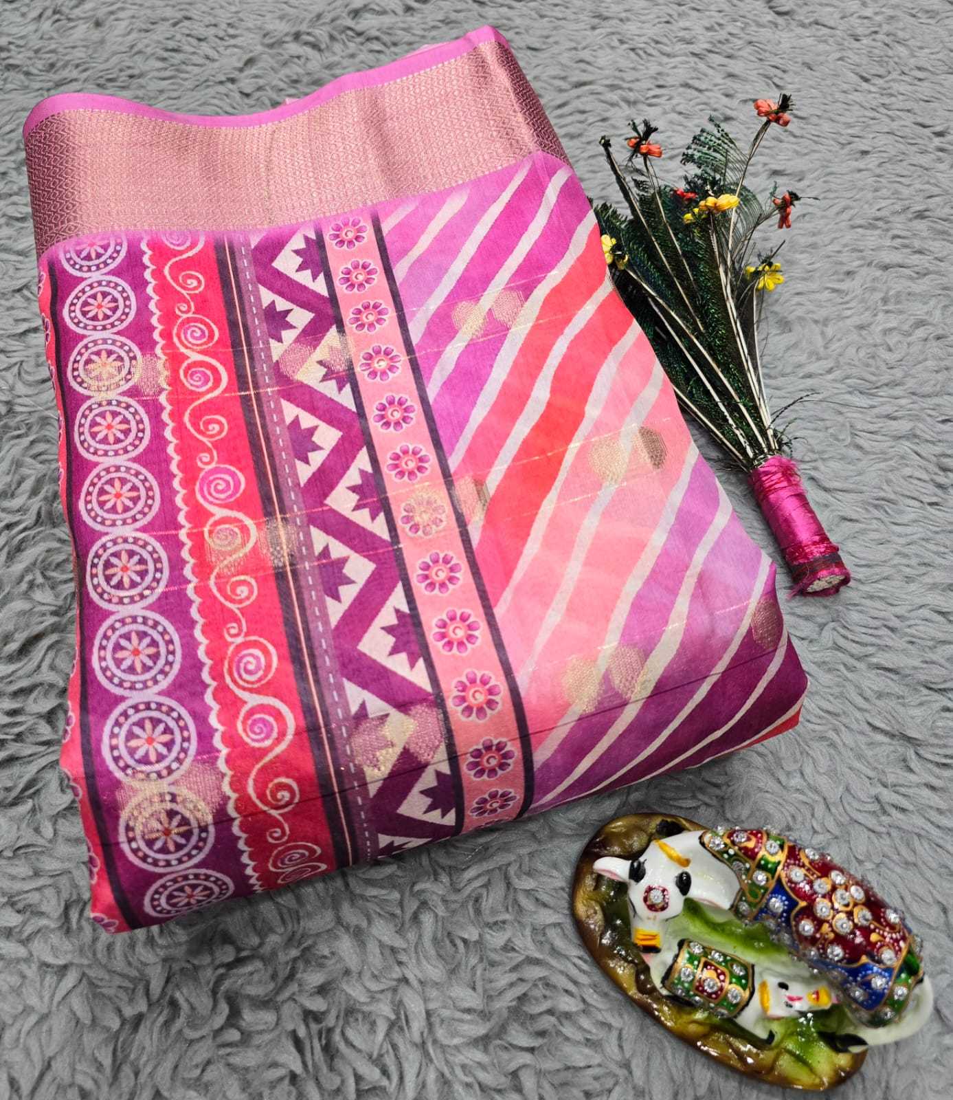 YNF DOLA SILK RIN128 RJK112 SAREES WHOLESALE DOLA SILK PRINTED SILK ZARI BORDER SILK SAREES MANUFACTURER- Kapda Export