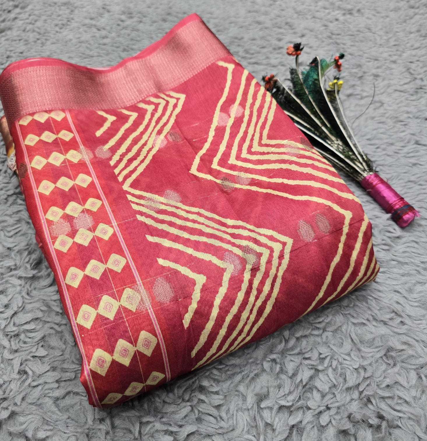 YNF DOLA SILK RIN128 RJK112 SAREES WHOLESALE DOLA SILK PRINTED SILK ZARI BORDER SILK SAREES MANUFACTURER- Kapda Export