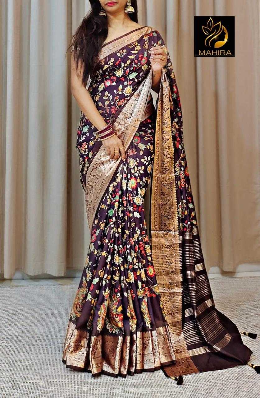 YNF DOLA SILK RIN149 MKD152 SILK SAREES WHOLESALE DOLA SILK ZARI BORDER SILK PRINTED SILK KALAMKARI SILK SAREES MANUFACTURER- Kapda Export