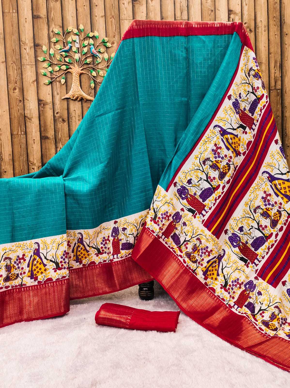 YNF DOLA SILK RIN149 MKD160 SILK SAREES WHOLESALE DOLA SILK ZARI BORDER SILK KALAMKARI SILK SAREES MANUFACTURER- Kapda Export