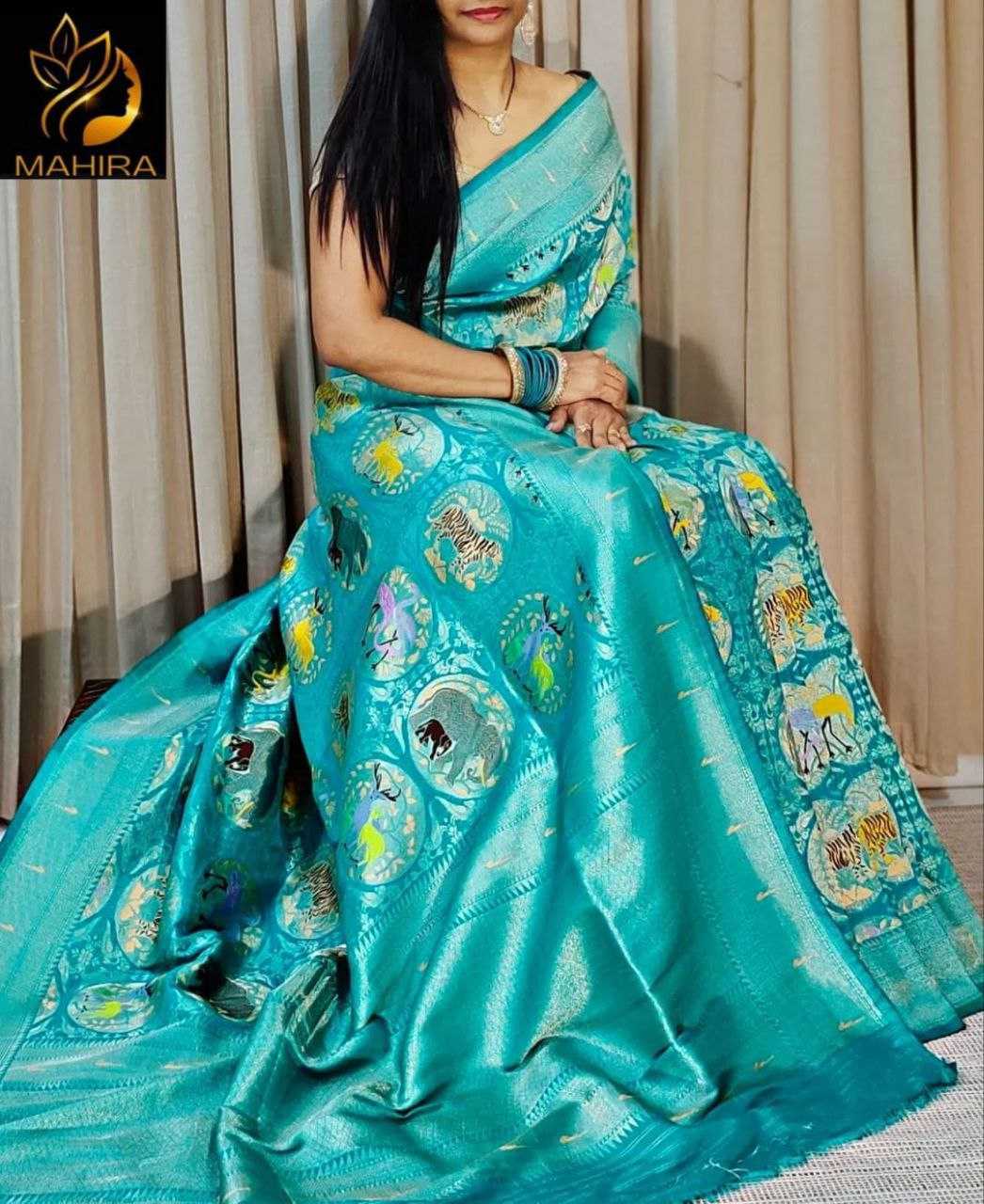 YNF DOLA SILK RIN165 RRI10 SILK SAREES WHOLESALE DOLA SILK ZARI BORDER SILK POCHAMAPALLY PRINTED SILK SAREES MANUFACTURER- Kapda Export