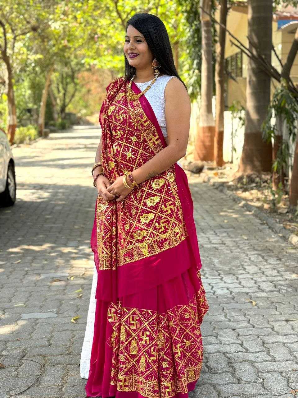 YNF GEORGETTE KESH282 KAJAL PADDING SAREES WHOLESALE EMBROIDERED GEORGETTE FESTIVEL GHARCHOLA SAREES MANUFACTURER- Kapda Export