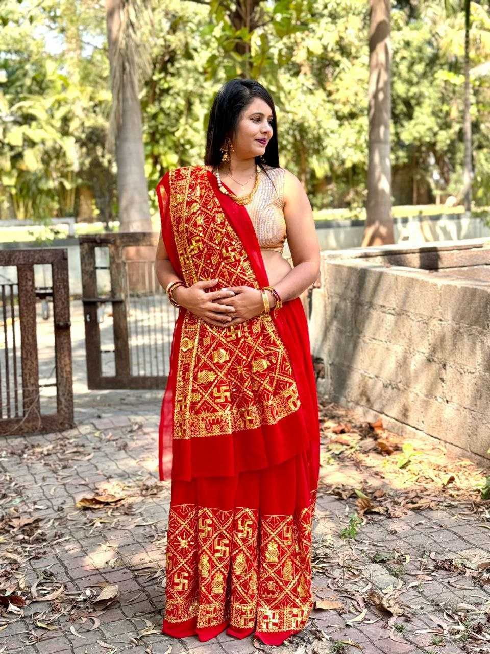 YNF GEORGETTE KESH282 KAJAL PADDING SAREES WHOLESALE EMBROIDERED GEORGETTE FESTIVEL GHARCHOLA SAREES MANUFACTURER- Kapda Export