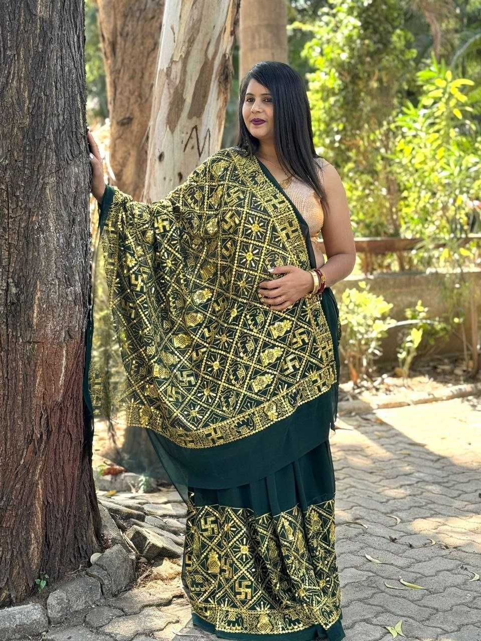 YNF GEORGETTE KESH282 KAJAL PADDING SAREES WHOLESALE EMBROIDERED GEORGETTE FESTIVEL GHARCHOLA SAREES MANUFACTURER- Kapda Export