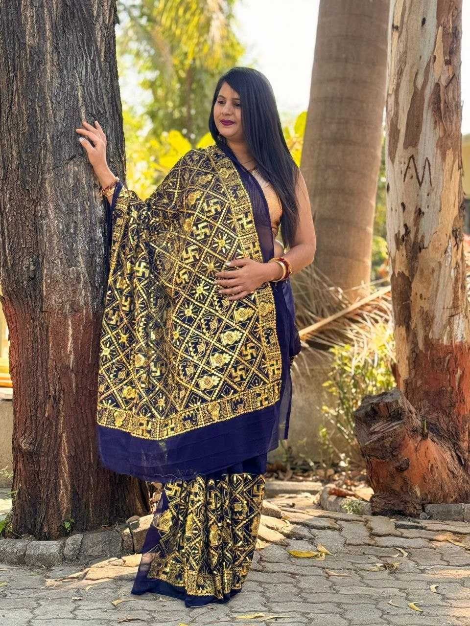 YNF GEORGETTE KESH282 KAJAL PADDING SAREES WHOLESALE EMBROIDERED GEORGETTE FESTIVEL GHARCHOLA SAREES MANUFACTURER- Kapda Export