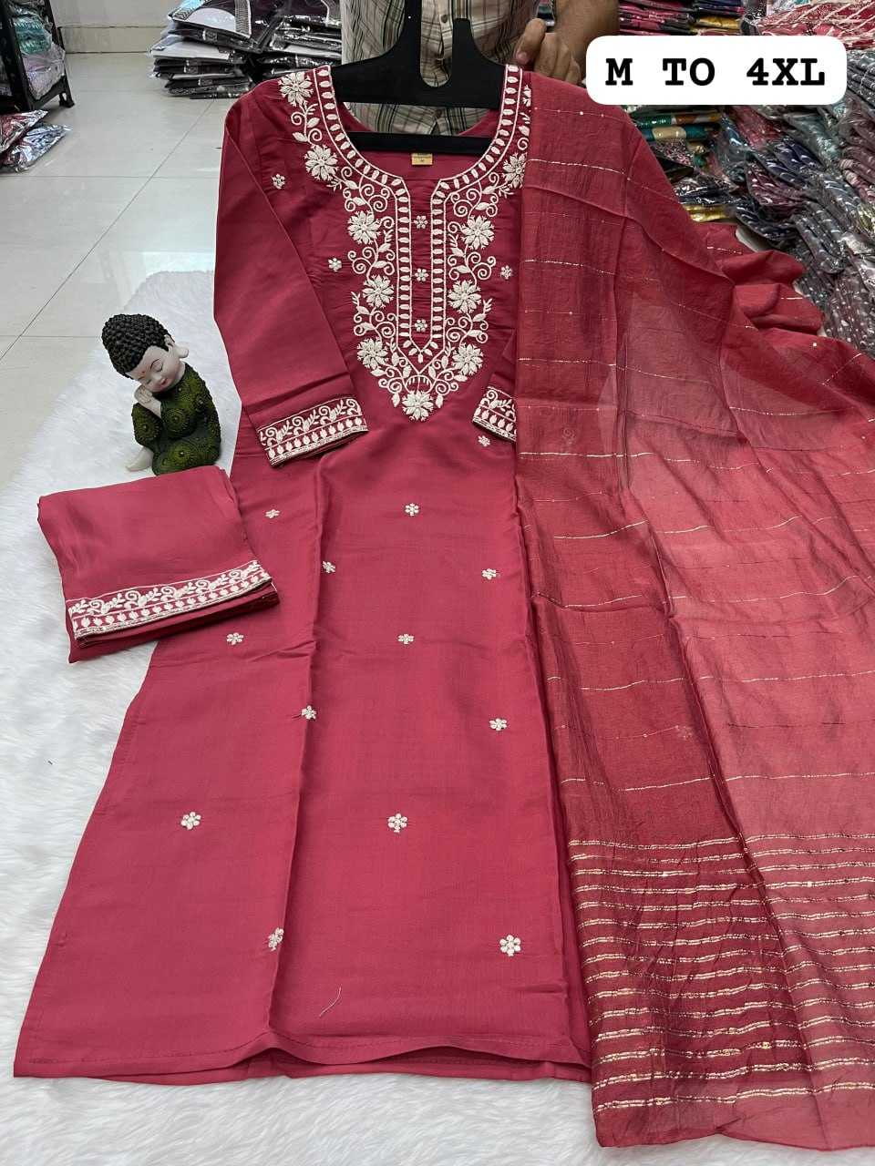 YNF HEAVY ROMAN SILK KESH258 VDA43 SUIT & DRESSES WHOLESALE EMBROIDEREY WEDDING LADIES SILK SUITS MANUFACTURE- Kapda Export