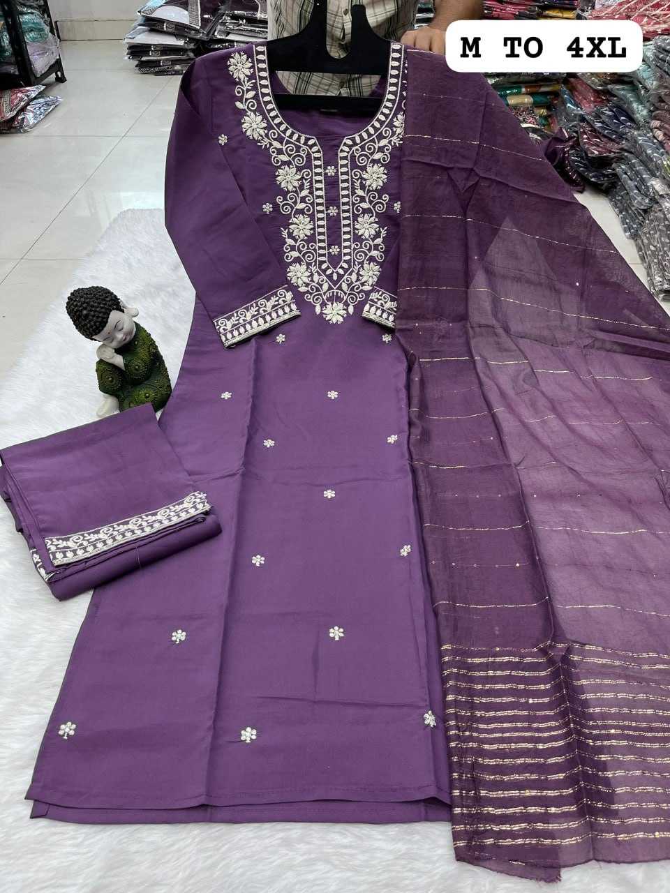 YNF HEAVY ROMAN SILK KESH258 VDA43 SUIT & DRESSES WHOLESALE EMBROIDEREY WEDDING LADIES SILK SUITS MANUFACTURE- Kapda Export