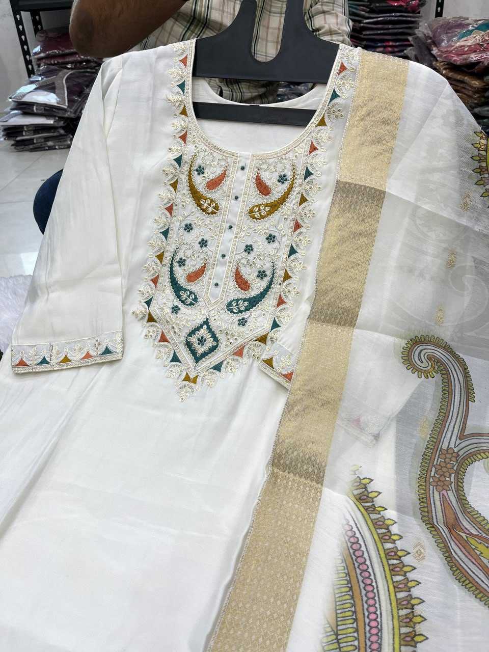 YNF HEAVY ROMAN SILKKESH258 VDA42 SUIT & DRESSES WHOLESALE EMBROIDEREY WEDDING LADIES SILK SUITS MANUFACTURE- Kapda Export