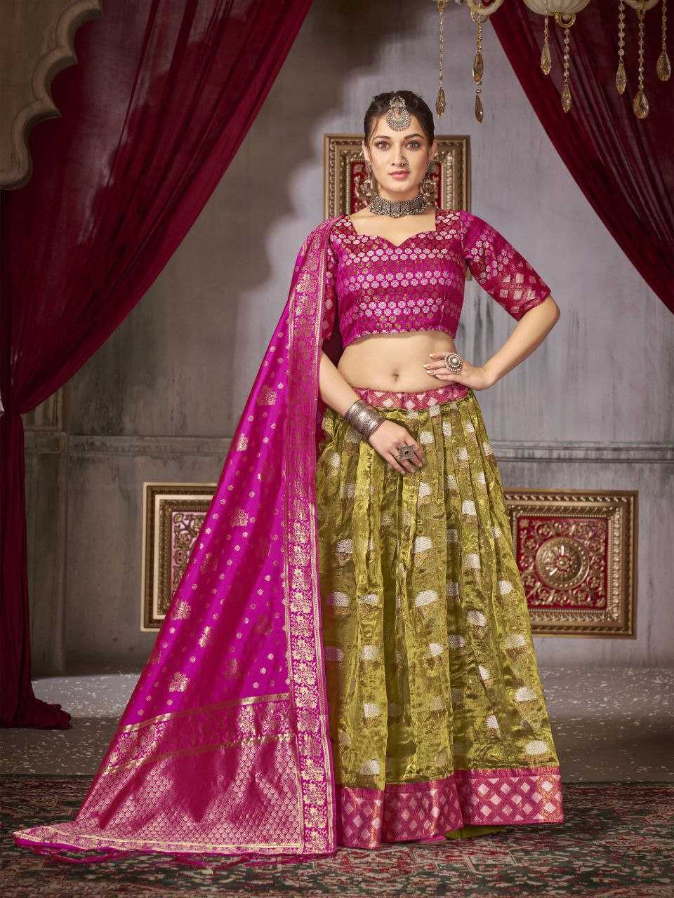 YNF JACQUARD KESH246 SHREE LEHENGAS WHOLESALE TRADITIONAL LEHENGA SILK ZARI WORK LEHENGAS MANUFACTURER- Kapda Export