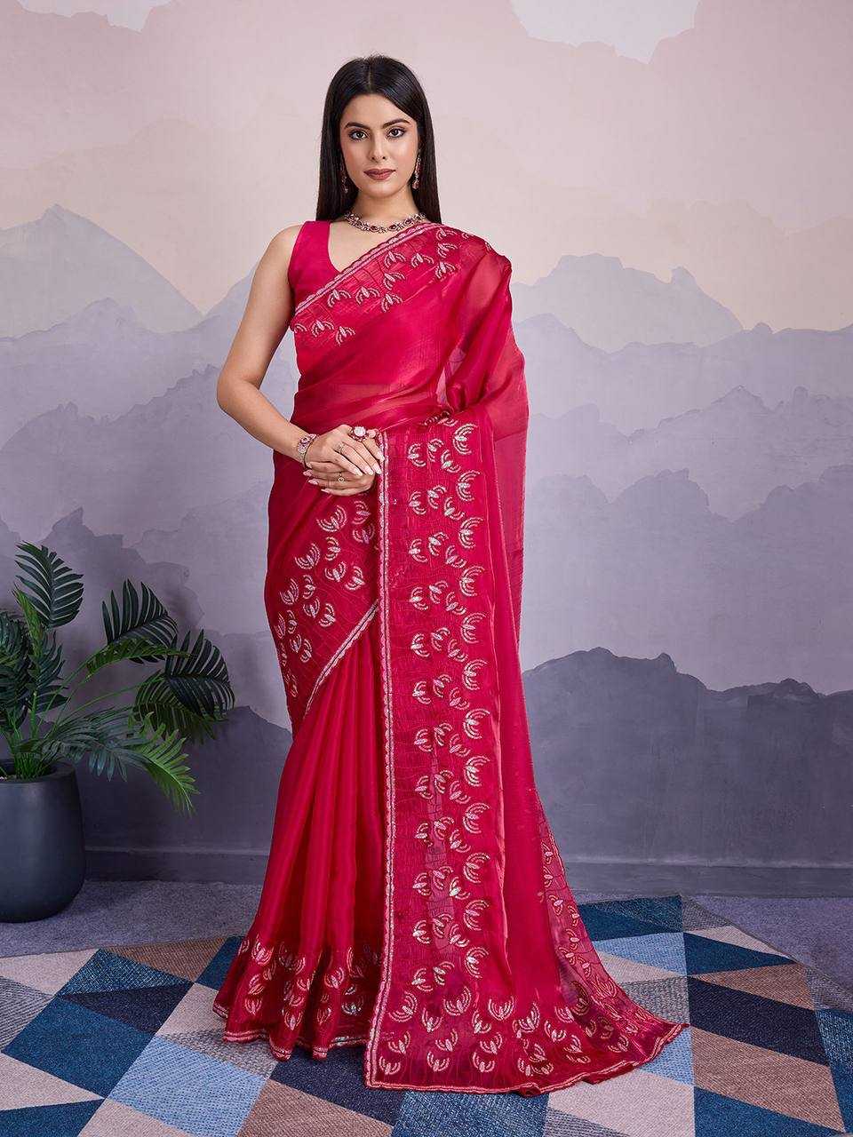 YNF JIMMY CHOO RIN188 Canberry5 SAREES WHOLESALE SEQUENCE PARTY WEAR EMBROIDERED JIMMY CHOO SAREES MANUFACTURER- Kapda Export