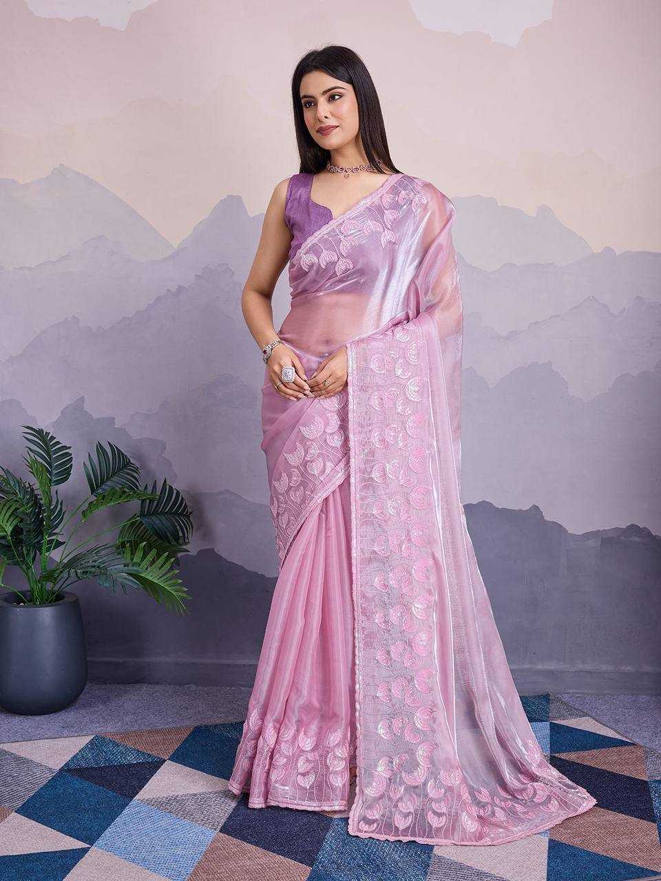 YNF JIMMY CHOO RIN188 Canberry5 SAREES WHOLESALE SEQUENCE PARTY WEAR EMBROIDERED JIMMY CHOO SAREES MANUFACTURER- Kapda Export