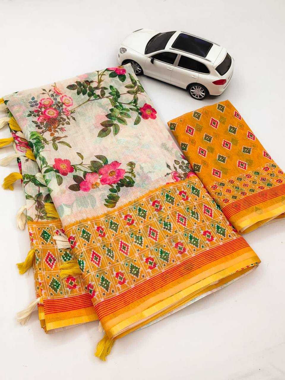 YNF LINEN KESH223 258 SAREES WHOLESALE OFFICE WEAR COTTON PRINTED LINEN SAREES MANUFACTURER- Kapda Export