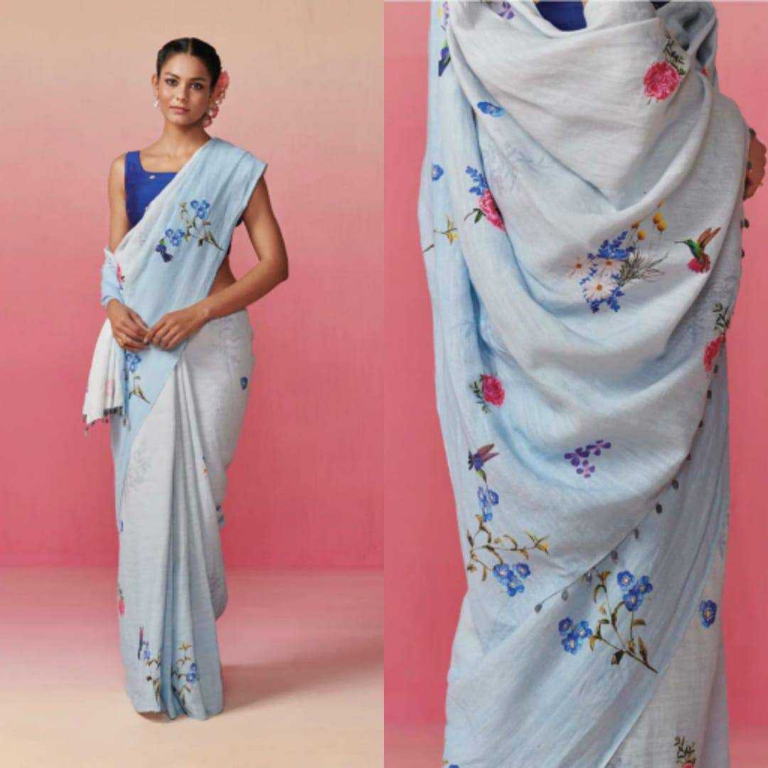 YNF LINEN KESH223 275 SAREES WHOLESALE PRINTED COTTON LINEN OFFICE WEAR SAREES MANUFACTURER- Kapda Export