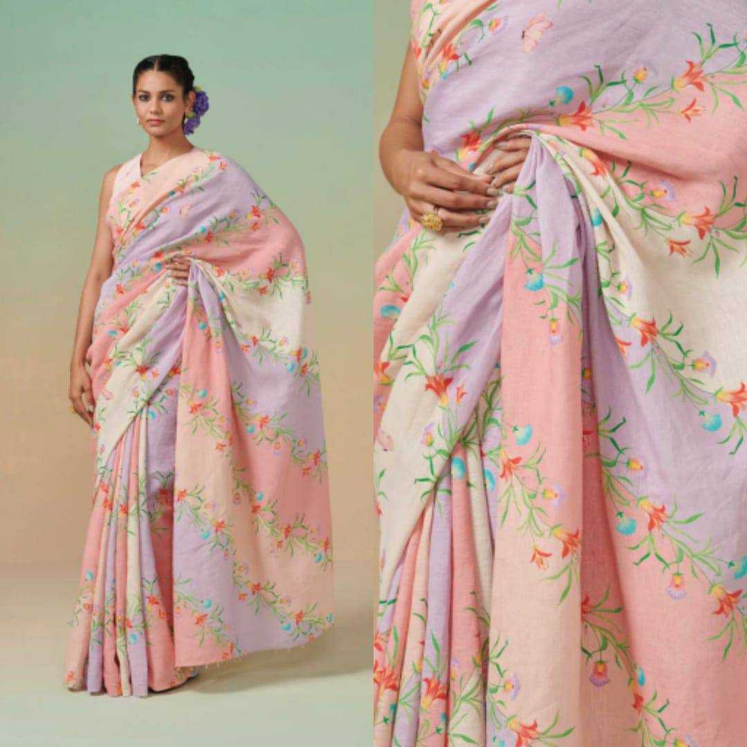 YNF LINEN KESH223 275 SAREES WHOLESALE PRINTED COTTON LINEN OFFICE WEAR SAREES MANUFACTURER- Kapda Export