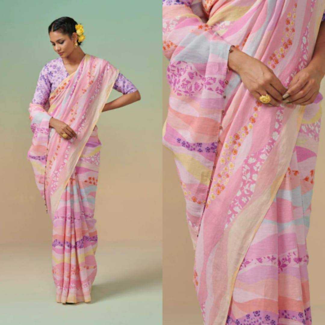 YNF LINEN KESH223 275 SAREES WHOLESALE PRINTED COTTON LINEN OFFICE WEAR SAREES MANUFACTURER- Kapda Export