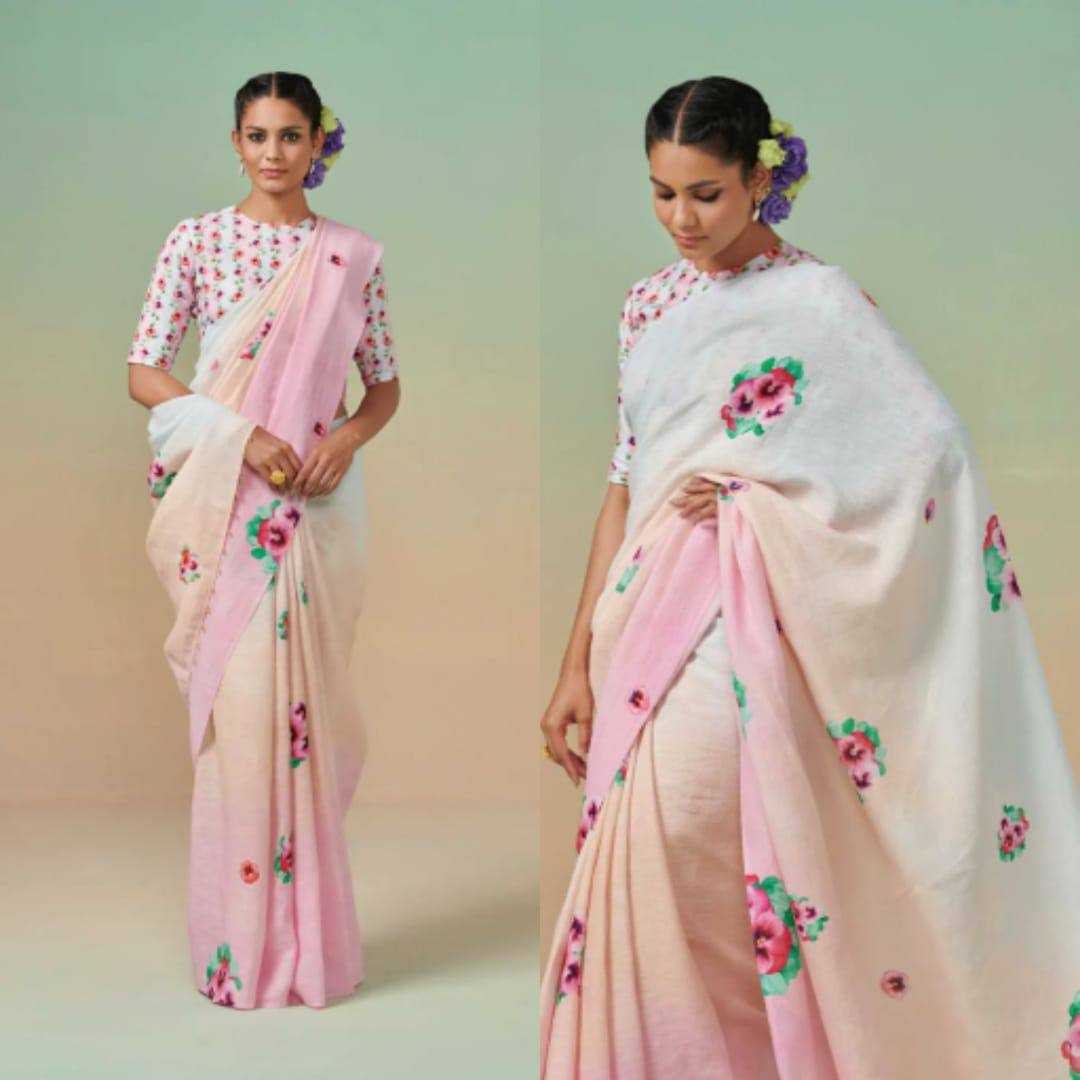 YNF LINEN KESH223 275 SAREES WHOLESALE PRINTED COTTON LINEN OFFICE WEAR SAREES MANUFACTURER- Kapda Export