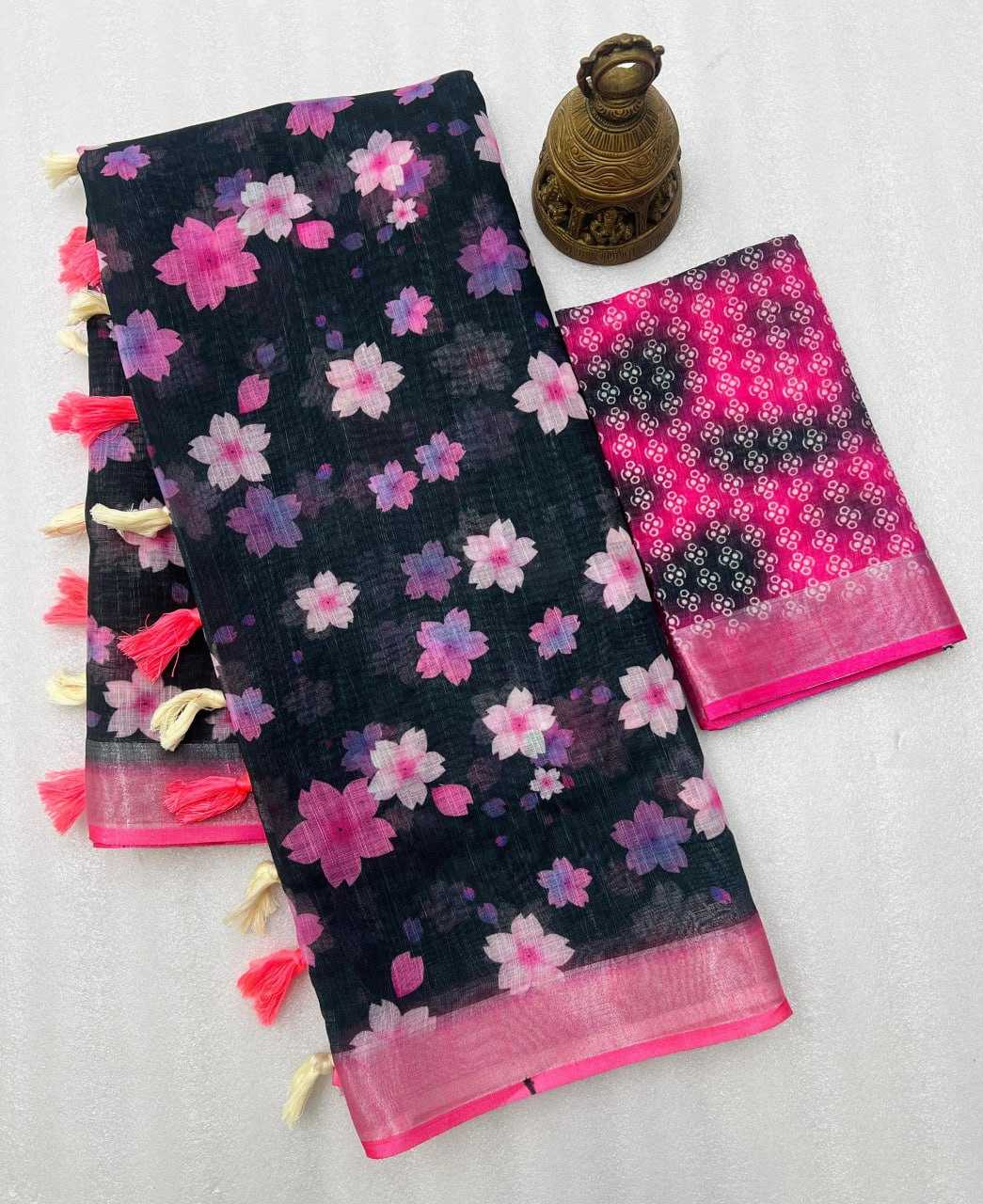 YNF LINEN KESH223 495 SAREES WHOLESALE OFFICE WEAR ZARI BORDER PRINTED LINEN SAREES MANUFACTURER- Kapda Export