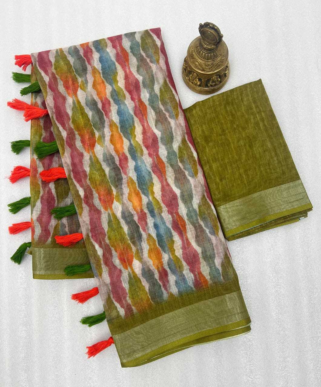 YNF LINEN KESH223 501 SAREES WHOLESALE OFFICE WEAR COTTON PRINTED LINEN SAREES MANUFACTURER- Kapda Export