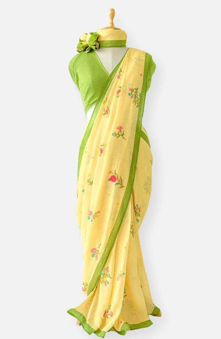 YNF LINEN KESH255 ETF10 SAREES WHOLESALE COTTON PRINTED LINEN SAREES MANUFACTURER- Kapda Export