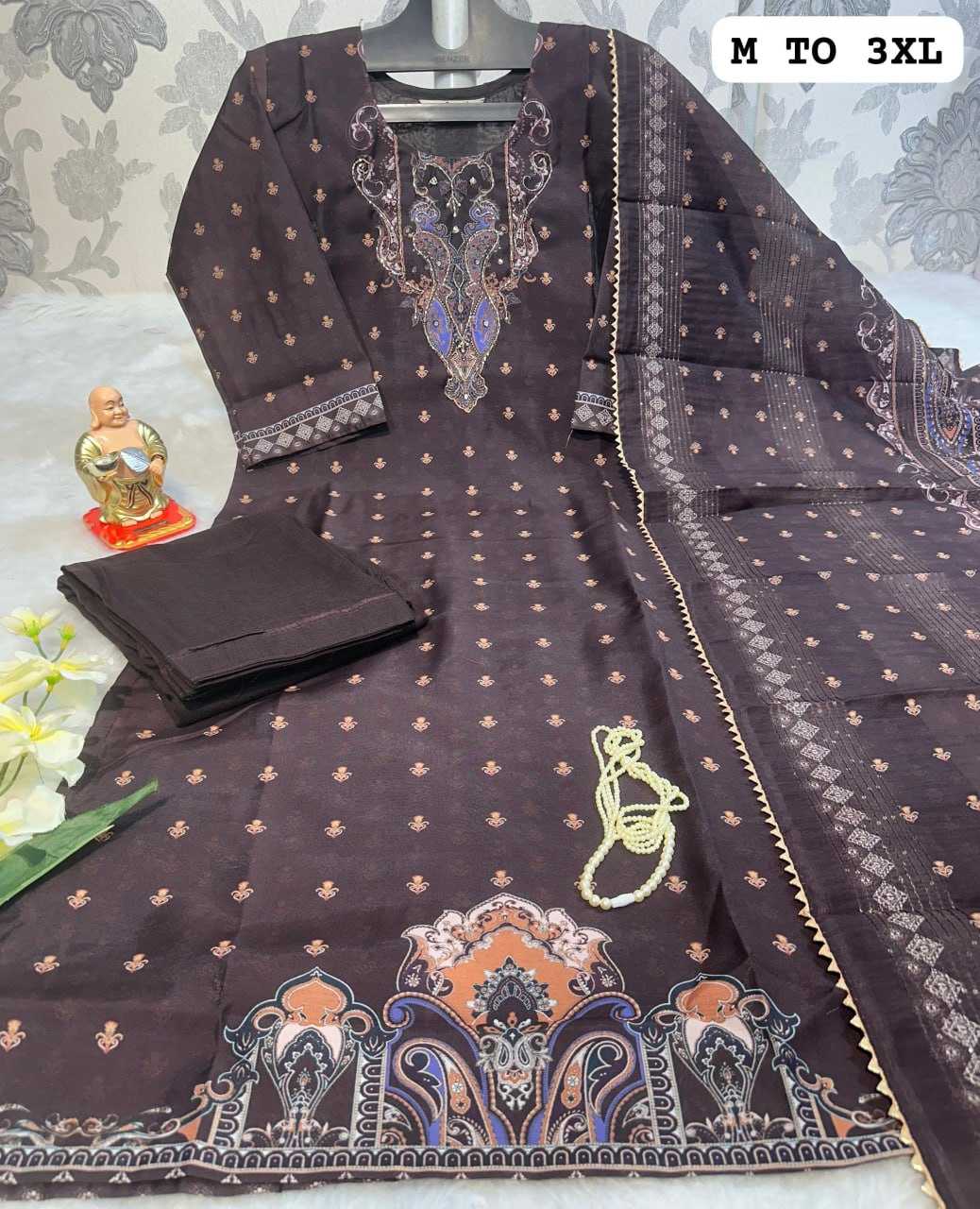 YNF MUSLIN KESH256 RNF21 SUITS & DRESSES WHOLESALE DESIGNER PRINTED CHANDERI WEDDING LADIES SILK SUITS MANUFACTURE- Kapda Export