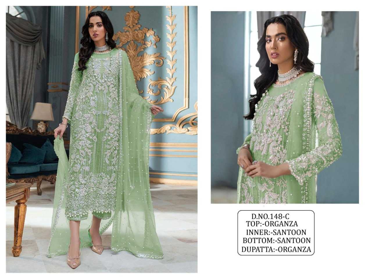 YNF ORGANZA RIN129 148 SUITS & DRESSES WHOLESALE EMBROIDERY SEMI STITCHED SUITS MANUFACTURER- Kapda Export