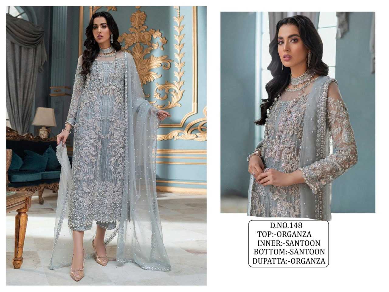 YNF ORGANZA RIN129 148 SUITS & DRESSES WHOLESALE EMBROIDERY SEMI STITCHED SUITS MANUFACTURER- Kapda Export