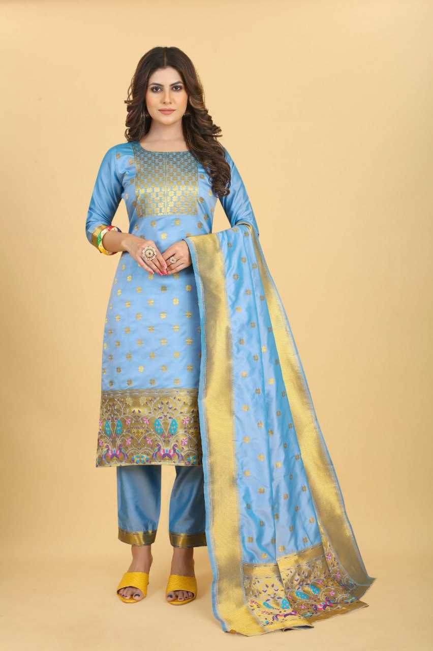 YNF PAITHANI SILK KESH217 ESHANI PAITHANI SUITS UNSTITCHED SUIT WHOLESALE  WEDDING LADSIES SILK SUITS MANUFACTURE- Kapda Export