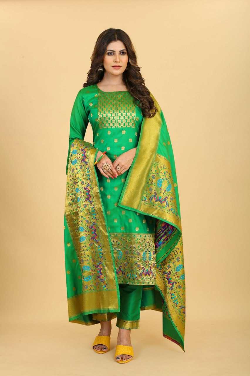 YNF PAITHANI SILK KESH217 ESHANI PAITHANI SUITS UNSTITCHED SUIT WHOLESALE  WEDDING LADSIES SILK SUITS MANUFACTURE- Kapda Export