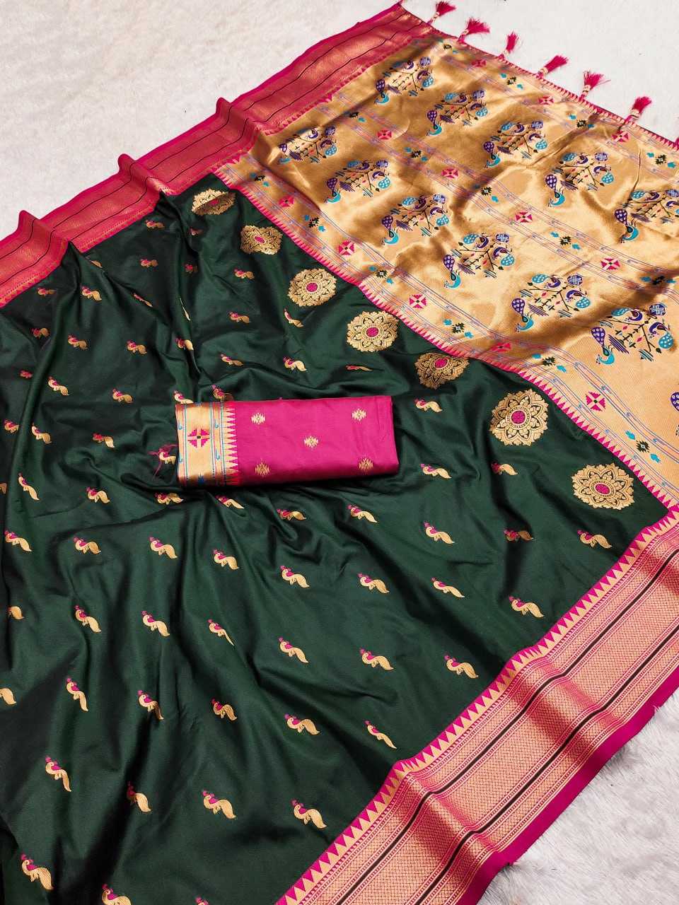 YNF PAITHANI SILK RIN150 Peacock Paithani Paithani SAREES WHOLESALE FESTIVEL PAITHANI SOFT SILK SAREES MANUFACTURER- Kapda Export